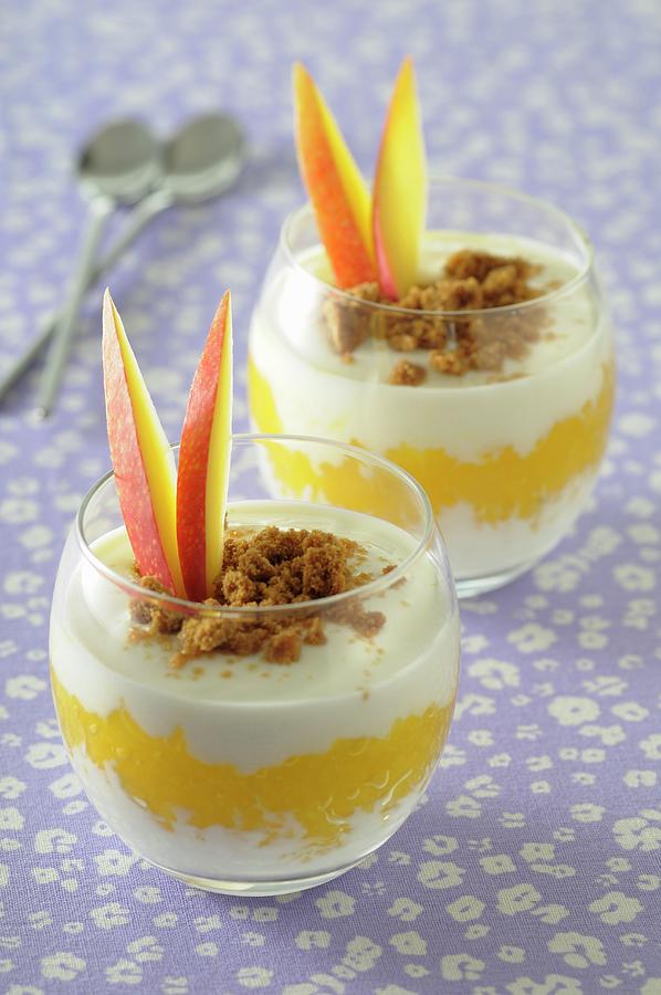 Layered Desserts With Cream Cheese, Mango And Passion Fruit Photograph by Jean-christophe Riou