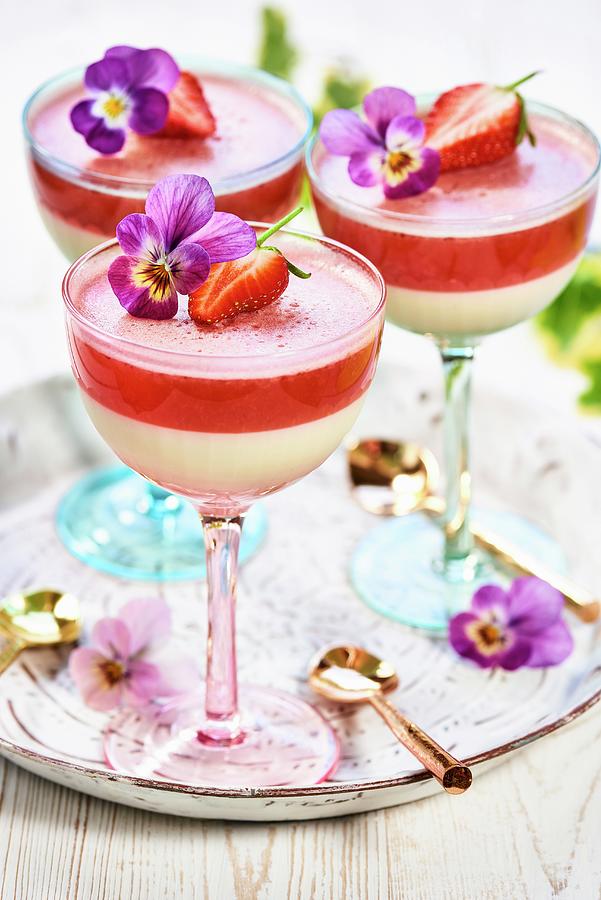 Layered Desserts With Strawberry Daiquiri Jelly Photograph by Jonathan Short
