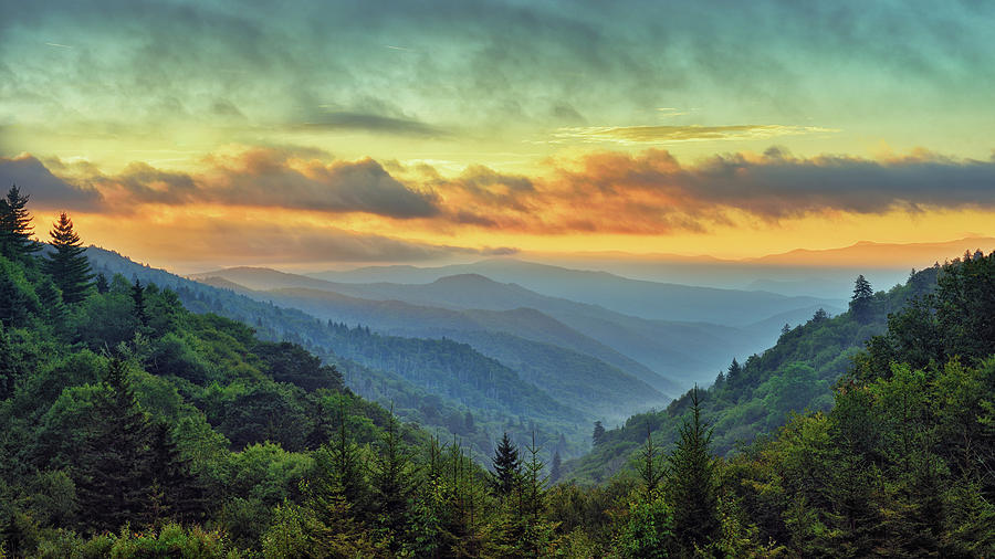 Layers At Oconaluftee - Smoky Mountains Photograph By Jeremy Yoho 