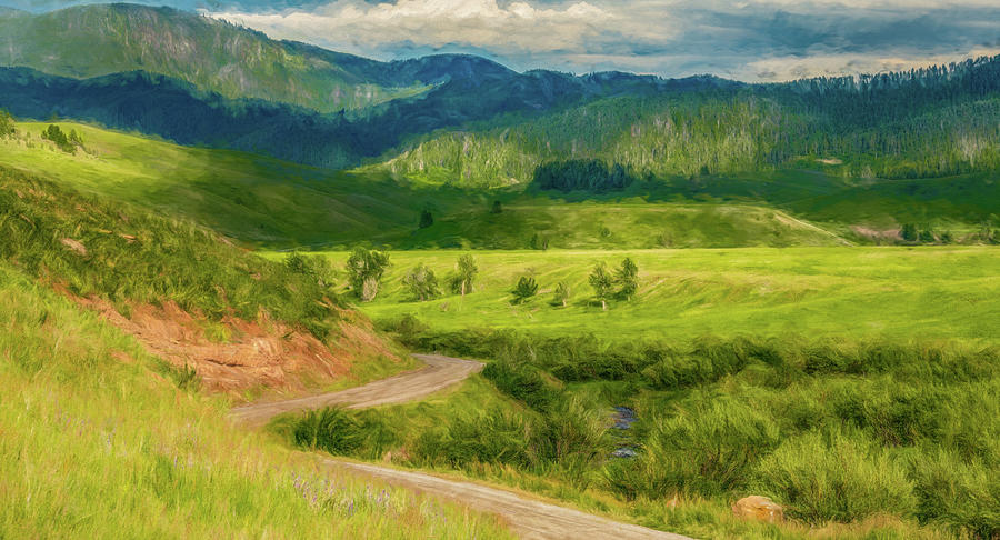 Layers of a Montana Landscape, Painterly Photograph by Marcy Wielfaert