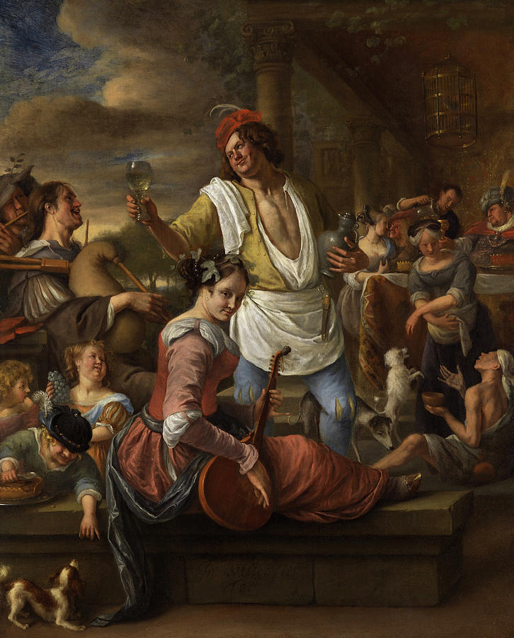 Jan Steen Painting - Lazarus And The Rich Man, In Luxury Beware by Jan Steen Jan Steen Painting - Lazarus And The Rich Man, In Luxury Beware by Jan Steen