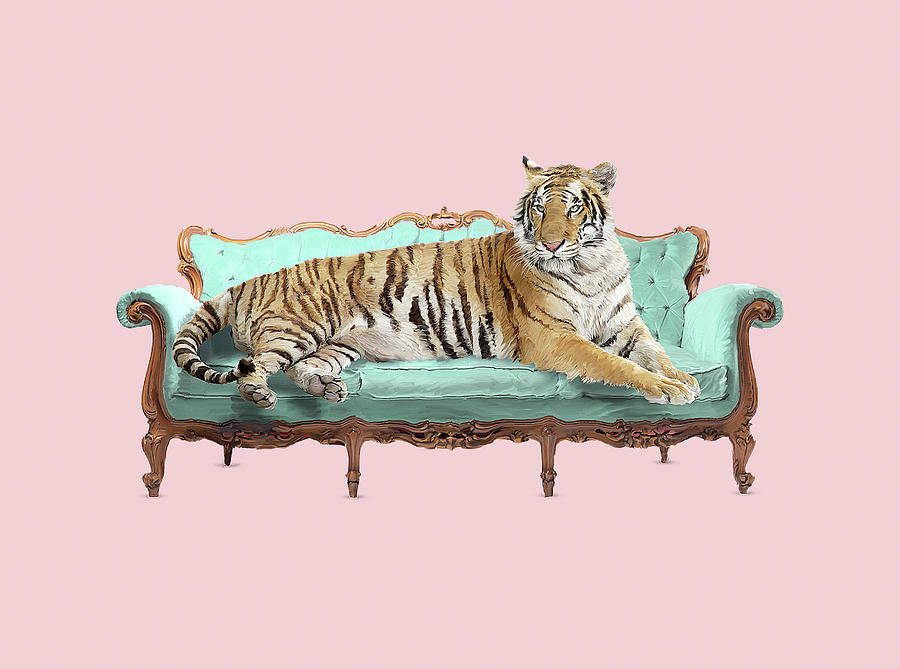 Animal Painting - Lazy Tiger by Robert Farkas