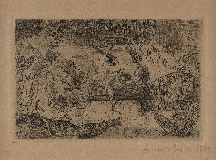 Le Bal Fantastique Drawing by James Ensor