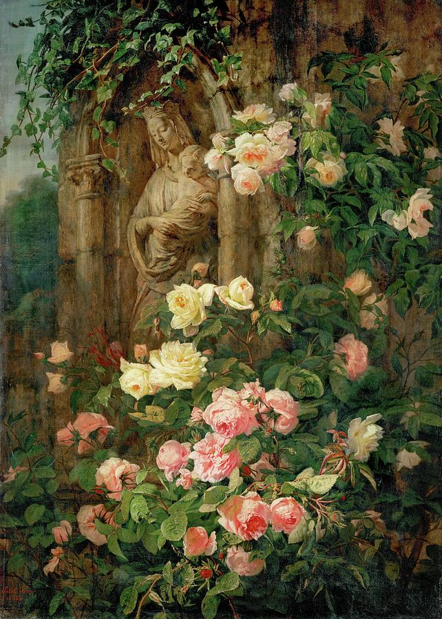 Le Benitier Notre-Dame-des-Roses. 1850 Canvas, 127 x 90 cm. Painting by Simon Saint-Jean