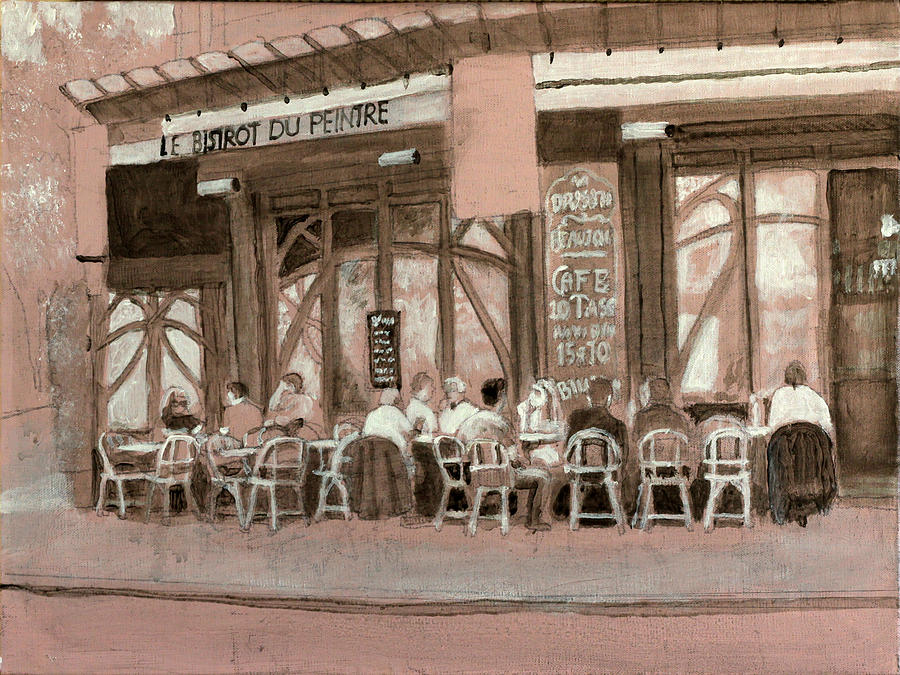 Le Bistrot Du Peintre the drawing Drawing by David Zimmerman