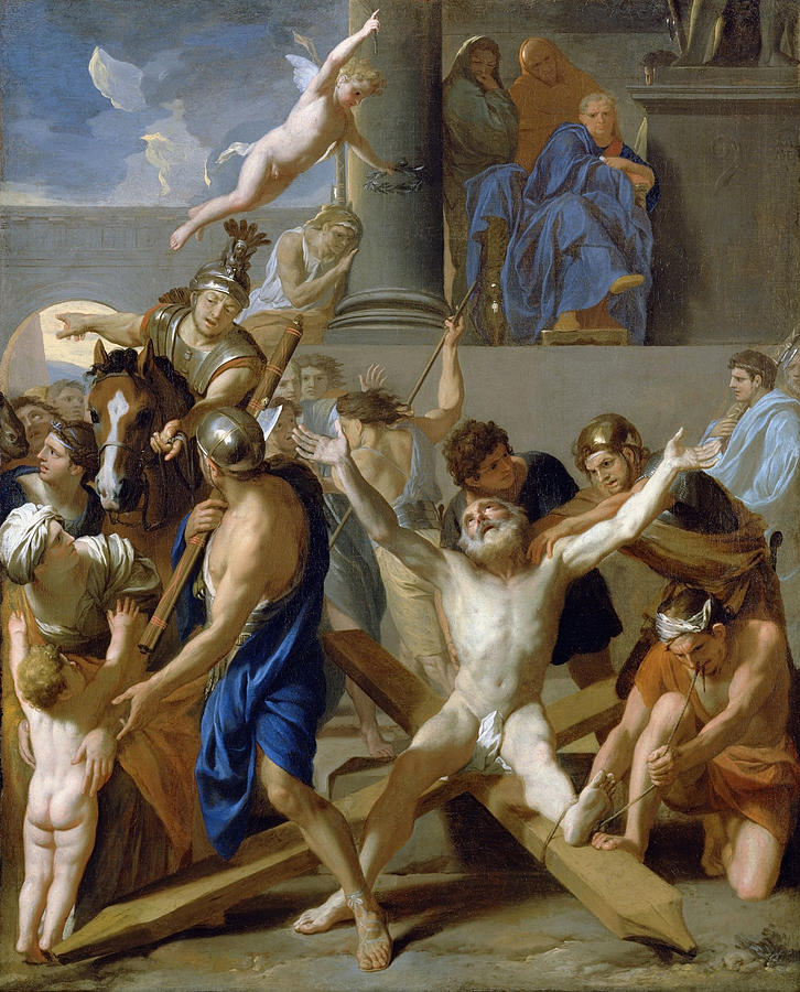 The Martyrdom of Saint Andrew #1 Painting by Charles Le Brun