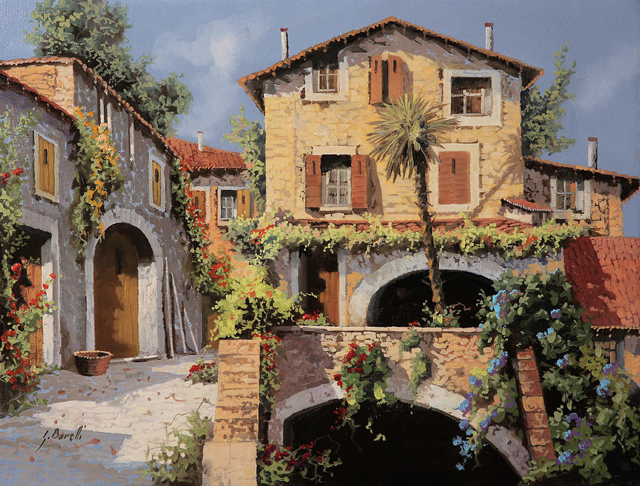 Landscape Painting - Le Casa E La Palma by Guido Borelli