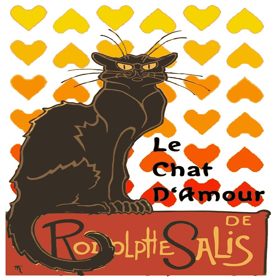 Le Chat D Amour Valentine Cat With Lovehearts Digital Art by Taiche Acrylic Art