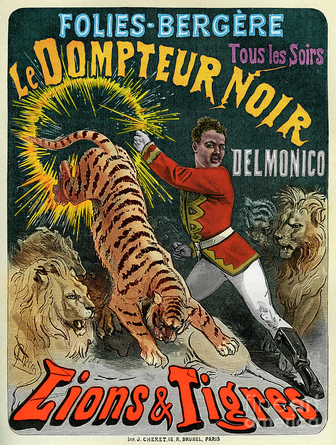 Le Dompteur Noir Poster For The Folies Bergre Painting by Jules Cheret