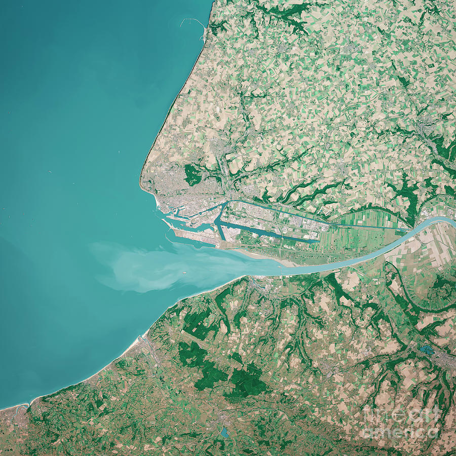 City Digital Art - Le Havre France 3D Render Aerial Top View From South Jul 2019 by Frank Ramspott