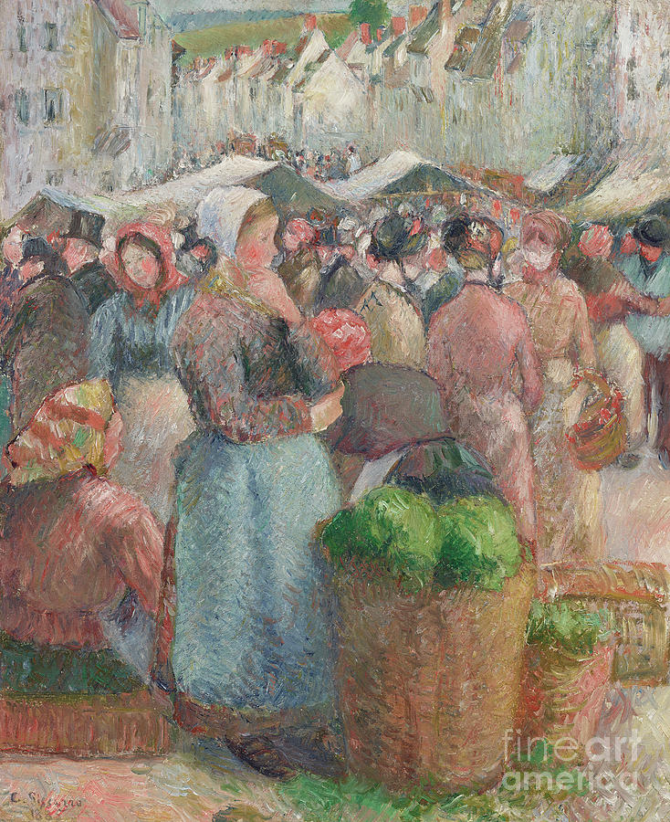 Camille Pissarro Painting - Le Marche de Gisors, Grande Rue, 1885 by Camille Pissarro