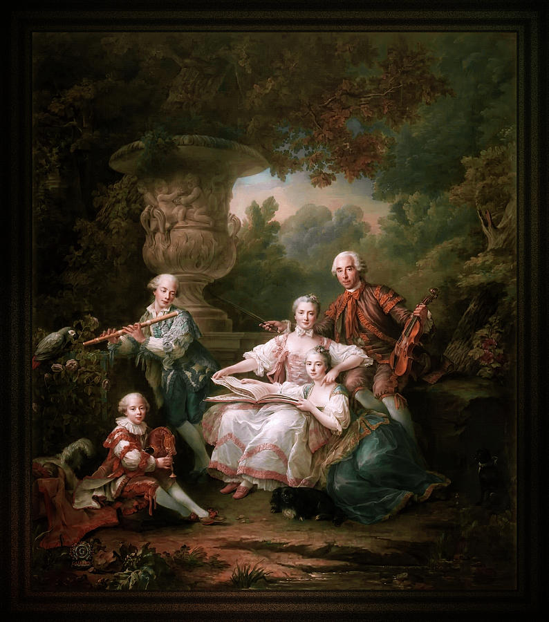 Le Marquis de Sourches et sa Famille by Francois Hubert Drouais Painting by Rolando Burbon