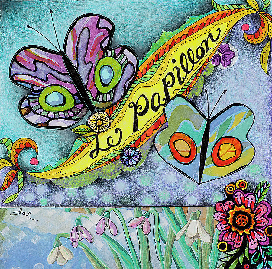 Two Butterflies Drawing by Janice A Larson