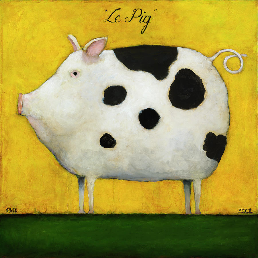 Typography Painting - Le Pig 1 by Daniel Patrick Kessler