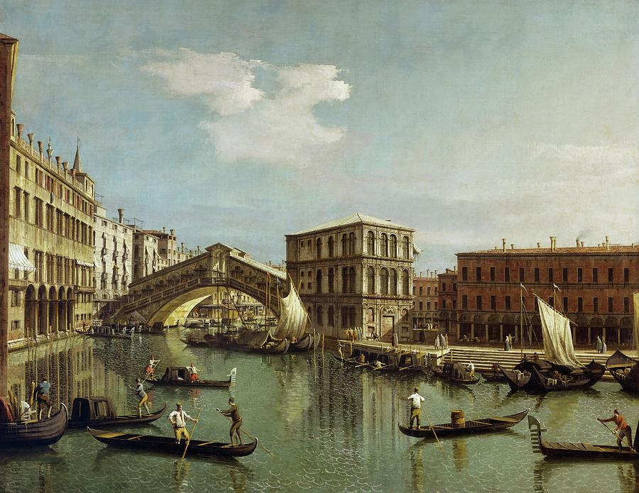 Le Pont du Rialto-the Rialto-bridge, Venice. Companion piece to 40-08-13 / 47. Painting by Canaletto -1697-1768-