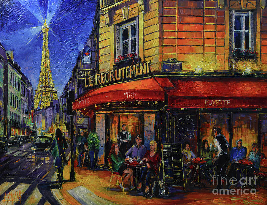 Le Recrutement Cafe Paris Painting by Mona Edulesco
