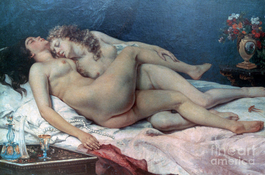 Le Sommeil, 1866. Artist Gustave Courbet Drawing by Print Collector