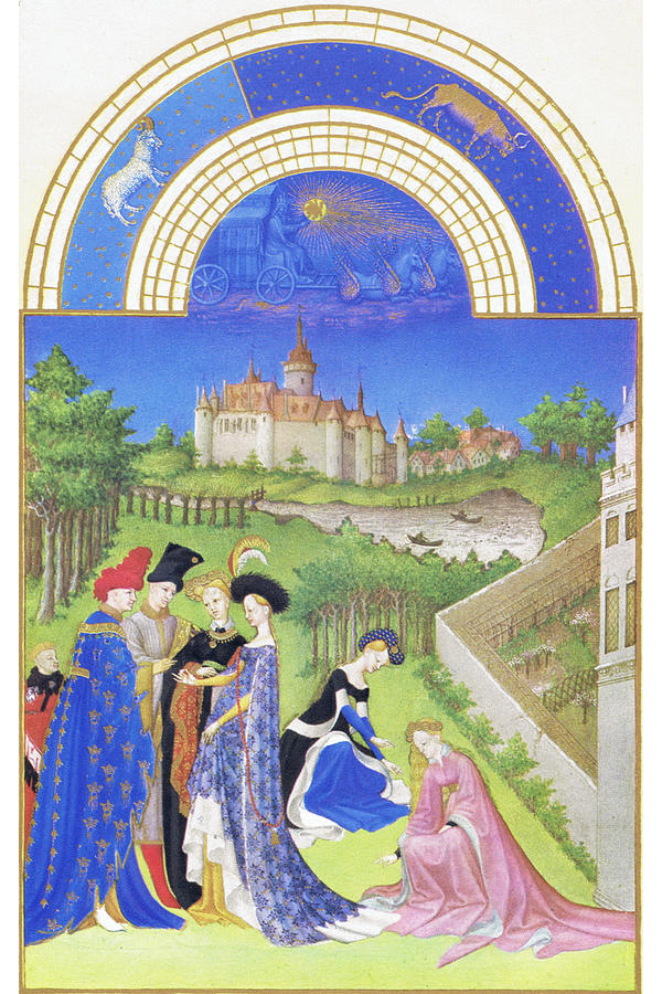 Le Tres riches heures du Duc de Berry - April Painting by Limbourg brothers