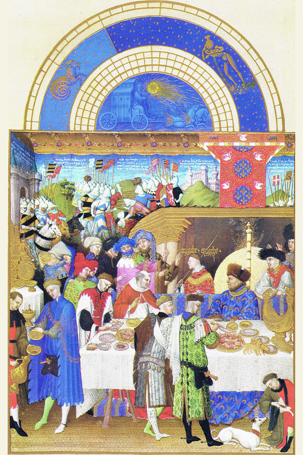 Le Tres riches heures du Duc de Berry - January Painting by Limbourg brothers
