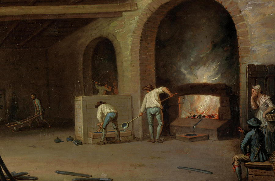 Lime Painting - Lead Processing at Leadhills - Smelting the Ore by David Allan
