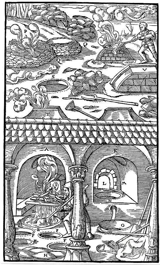 Lead Smelting, 1556 Drawing by Print Collector