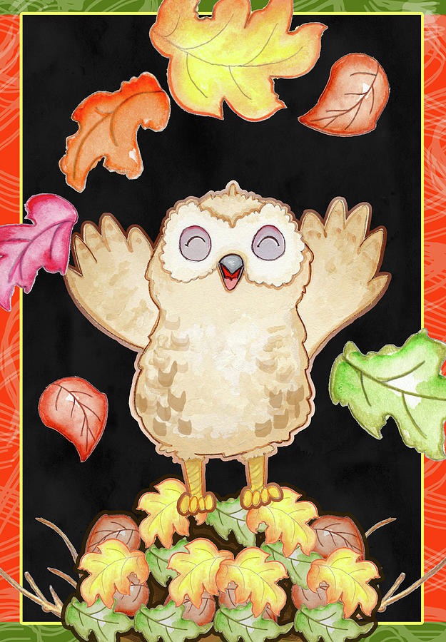Owl Mixed Media - Leaf Pile by Valarie Wade