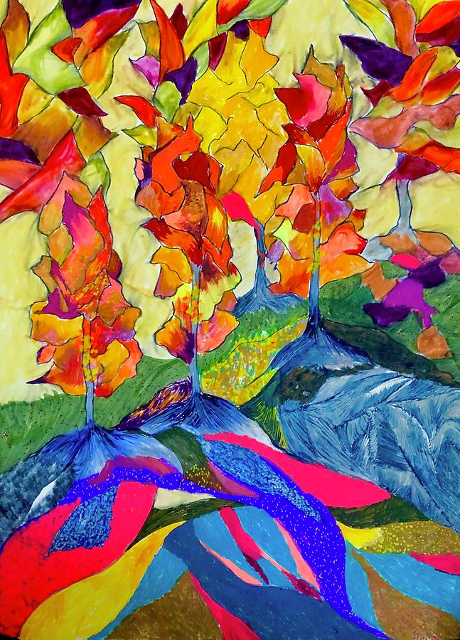 Leafy Thoughts on a Cold Day Painting by Dennis Ellman