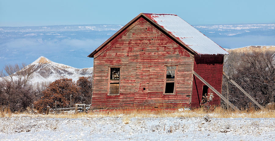Leaning Barn In Winter Photograph by Denise Bush