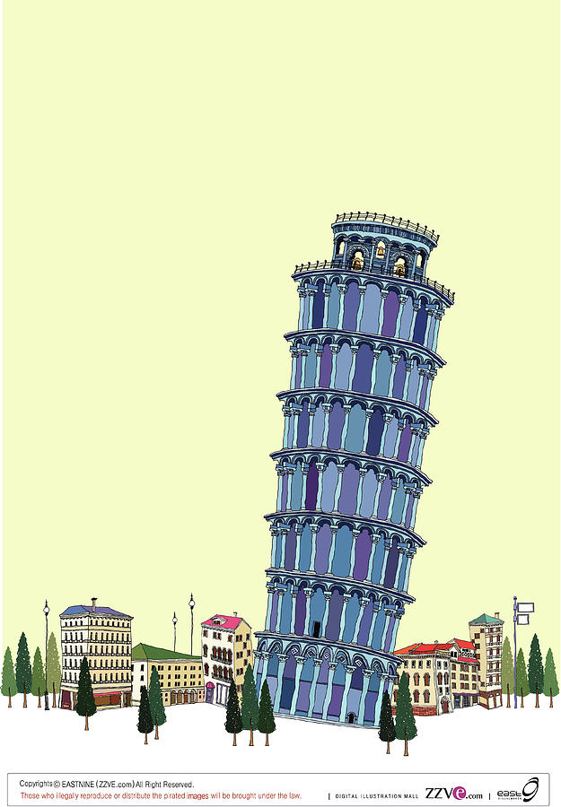 Leaning Tower By Clear Sky Digital Art by Eastnine Inc.