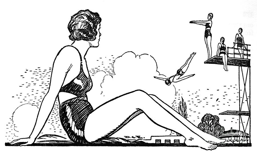 Learn To Swim, 1937 Drawing by Print Collector