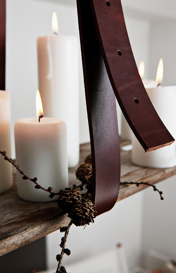 Leather Strap Holding Diy Candle Chandelier Photograph by Lykke Foged & Morten Holtum
