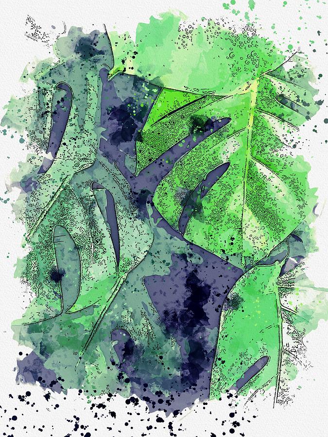 Leaves, c 2019 watercolor, by Adam Asar Painting by Celestial Images