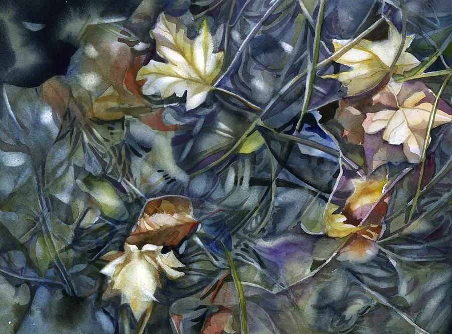 Leaves In Water Painting by Alfred Ng