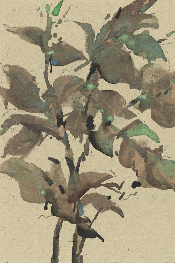 Leaves On Taupe I Painting by Samuel Dixon