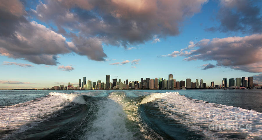 Leaving Miami Boat View Photograph