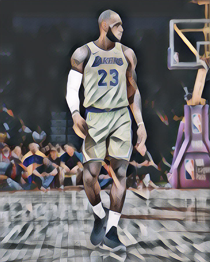 Lebron James Los Angeles Lakers Jersey Number Art Print 1 Mixed