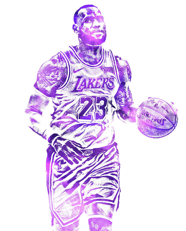 Lebron James with 23 Purple Jersey Painting by Price Hannah - Pixels