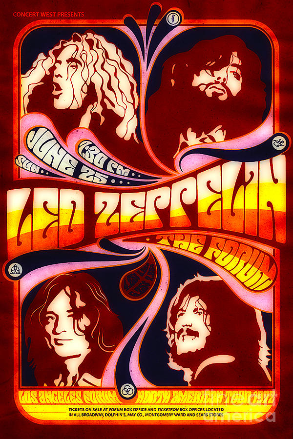 Poster Digital Art - Led Zeppelin 72 Tour by Steven Parker Poster Digital Art - Led Zeppelin 72 Tour by Steven Parker