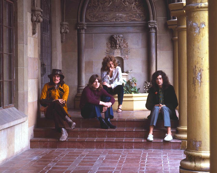 Robert Plant Photograph - Led Zeppelin Band Members At The Chateau Marmont by Globe Photos