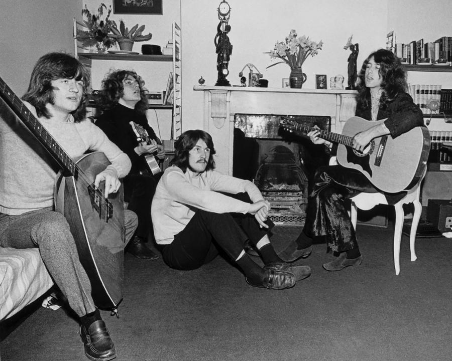 Robert Plant Photograph - Led Zeppelin Band Members: Couch Rehearsal by Globe Photos