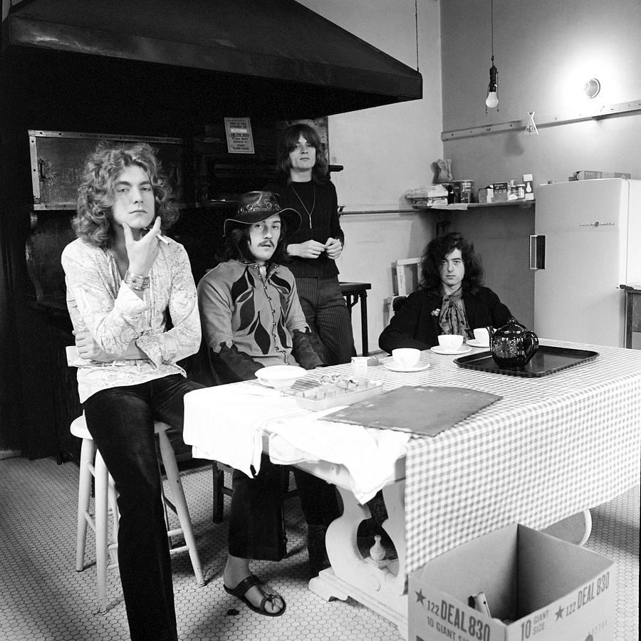 Jimmy Page Photograph - Led Zeppelin Sitting At A Kitchen Table by Jay Thompson