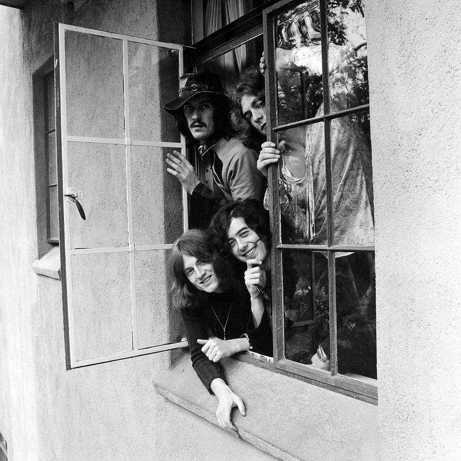 Jimmy Page Photograph - Led Zeppelin Smiling And Leaning Out Window At The Chateau Marmont by Jay Thompson