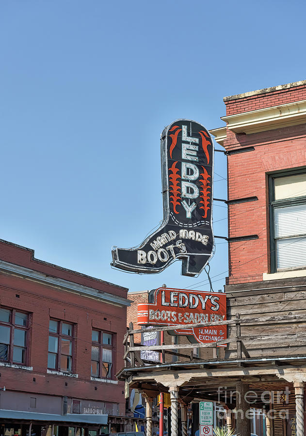 Leddy Boots Fort Worth Stockyards Vertical Photograph by Bee Creek Photography - Tod and Cynthia