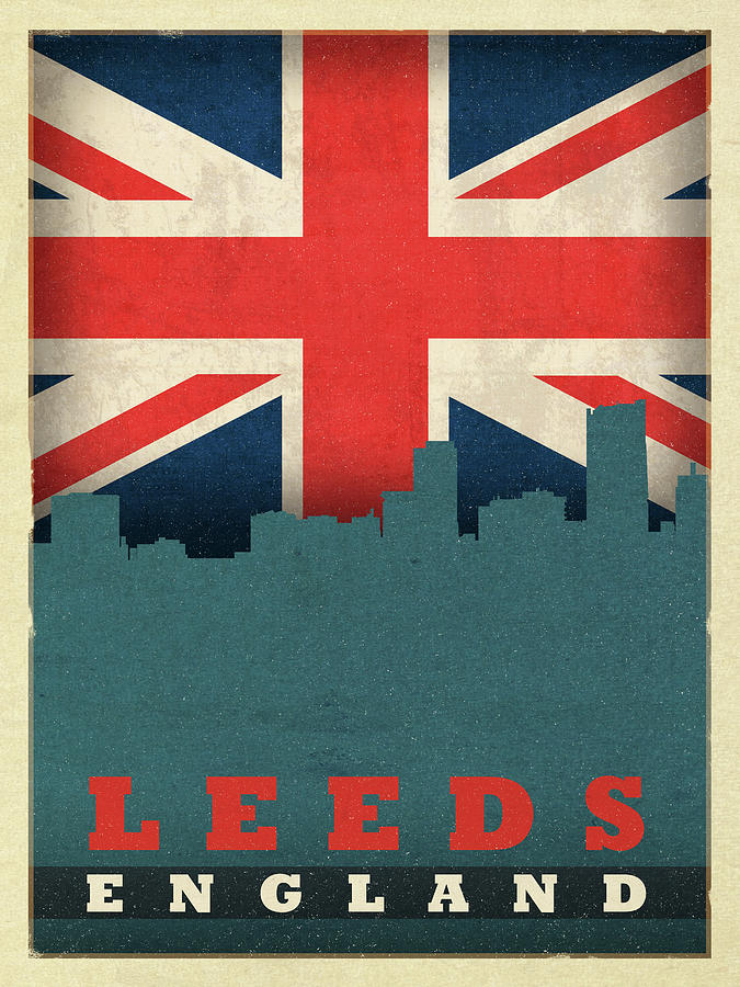 City Mixed Media - Leeds England World City Flag Skyline by Design Turnpike