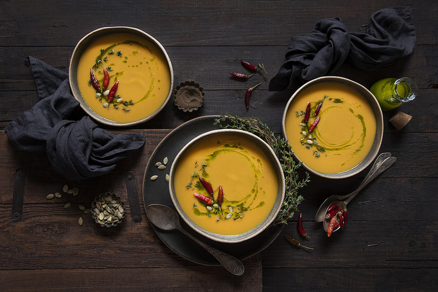 Leek And Pumpkin Spicy Soup Photograph by Diana Popescu