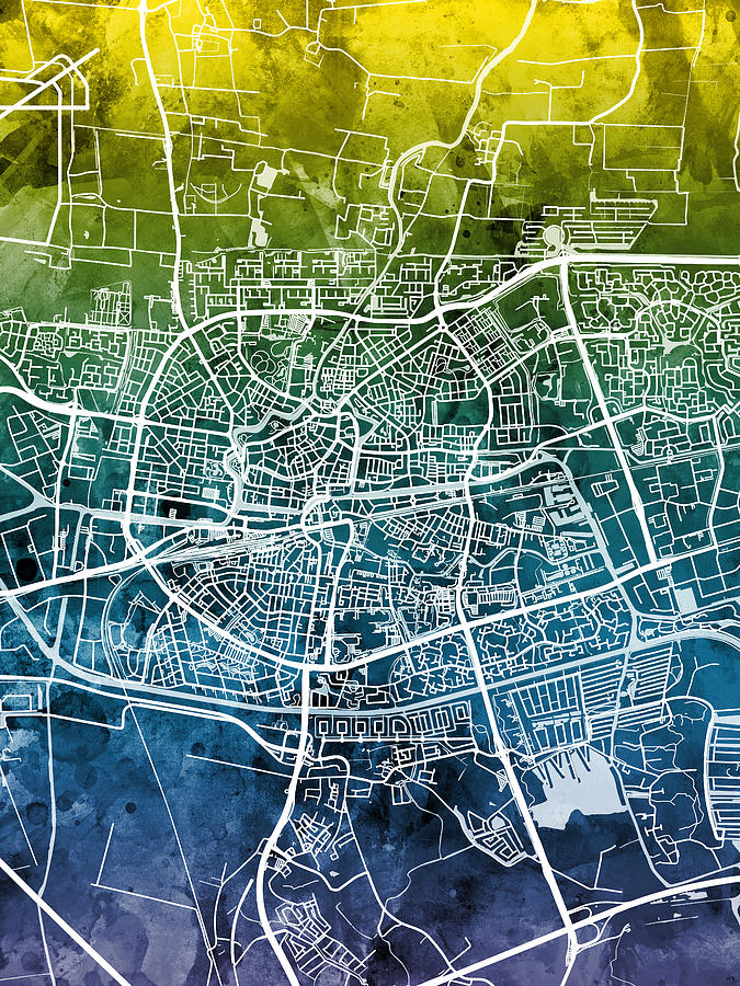 Leeuwarden Netherlands City Map Digital Art by Michael Tompsett