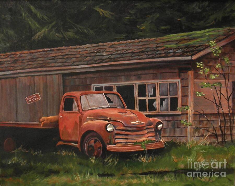 Left Behind Old Truck Painting by Suzanne Schaefer