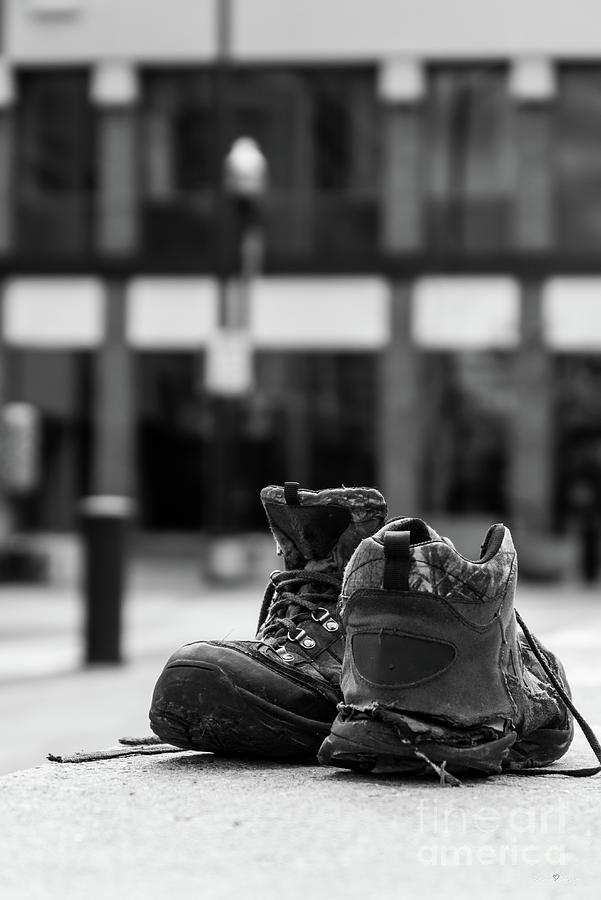 Left Behind Shoes Grayscale Photograph by Jennifer White
