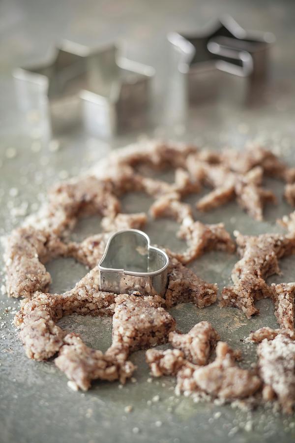 Leftover Biscuit Dough After Cutting Out Biscuits, With A Heart-shaped Cutter Photograph by Susan Brooks-dammann