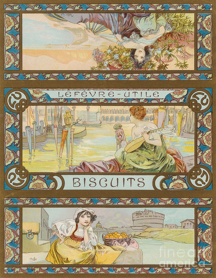 Lefèvre-utile Buscuits Label Drawing by Heritage Images